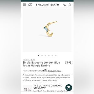 Brilliant earth blue topaz earring